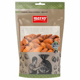 Meray - Almond Kernels Raw - 150g come in a resealable bag featuring a man operating a nut roasting machine, ideal for healthy snack lovers.